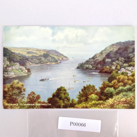 Vintage 1940s Postcard, Harbour Entrance Dartmouth Devon England Art Valentine's - Picture 1 of 2